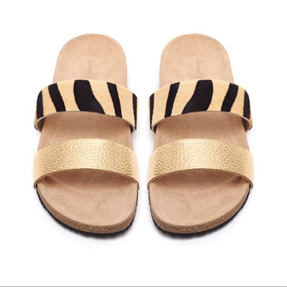 Loeffler Randall Paz Two Strap Sandal (Gold/Zebra)